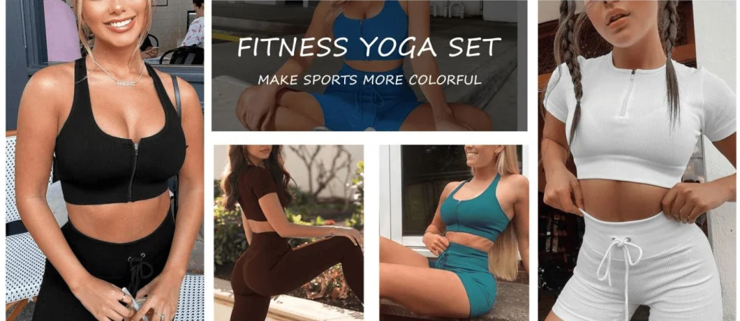 2023 Two Piece Set New Yoga Workout Sets Top Women Long Sleeve Crop Two Piece Shorts Pants Black Suit Sports Bras Yoga Wear Sets