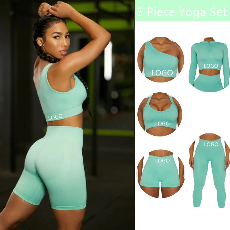 Factory Wholesale Fitness & Yoga Wear 5 Piece Seamless Workout Sports Wear Women Gym Clothing Sets