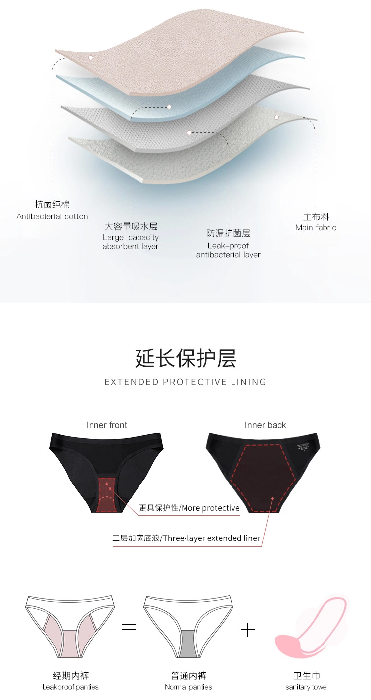 S-Shaper Women′s Comfort Period Briefs Postpartum Menstrual Leak-Proof Low Waist Period Underwear