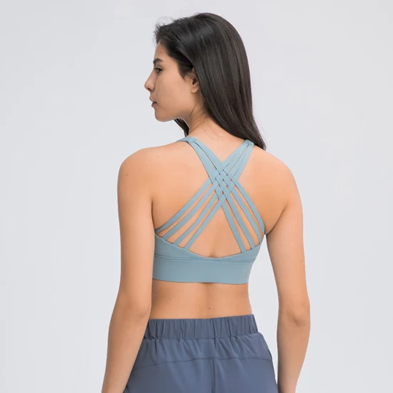 Correas de hombro cruzadas al por mayor de alto impacto que absorbe la humedad de la mujer Yoga Top Sports Bras