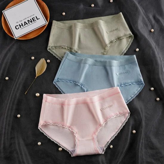 Bragas hipster de color dulce que absorben la humedad Calzoncillos encantadores de encaje para mujer