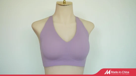 Traje de yoga sin costuras Levantamiento de cadera apretado Traje de fitness Mujer Bra Pantalones Conjunto deportivo Conjunto de dos piezas Grey Melange