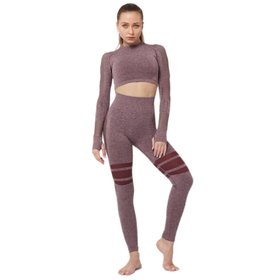 Conjunto de Yoga sin costuras calado, trajes deportivos para mujer, negro, dos piezas, Top corto, sujetador, mallas, entrenamiento, traje de gimnasio, conjuntos deportivos para Fitness