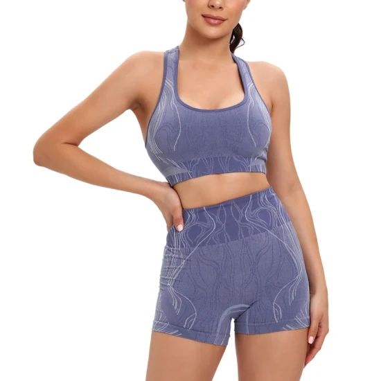 Nueva ropa interior sin costuras para mujer, sujetador deportivo para Fitness, pantalones cortos con glúteos en la cadera, tela de Yoga para traje, conjuntos de Yoga de LICRA de nailon