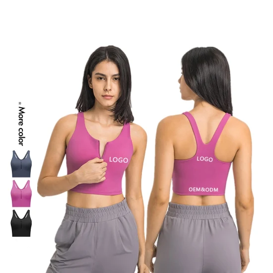 Xsunwing Superventas Nuevo estilo Sujetador deportivo Ropa de mujer Cremallera frontal Cruz Hermosa Espalda Chaleco sexy Ropa interior Ropa de gimnasia a prueba de golpes Sujetador deportivo